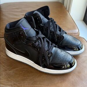 Jordan Black and Purple High-Top Sneakers